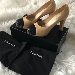 Authentic Chanel steel tow pump